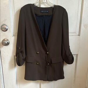Zara Elegant Brown Blazer Jacket size small